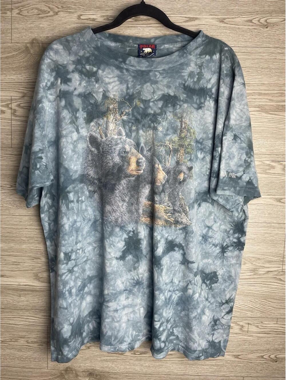Vintage 90s Polar Graphics USA Bears Men L Nature Aop